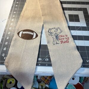Beige Football and Elephant Embroidered Scarf